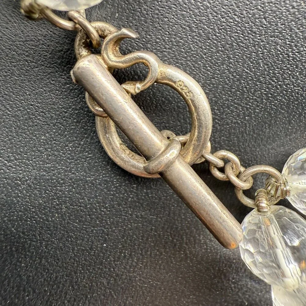 925 Sterling Silver Clear Faceted Rock Crystal Necklace Slane and Slane